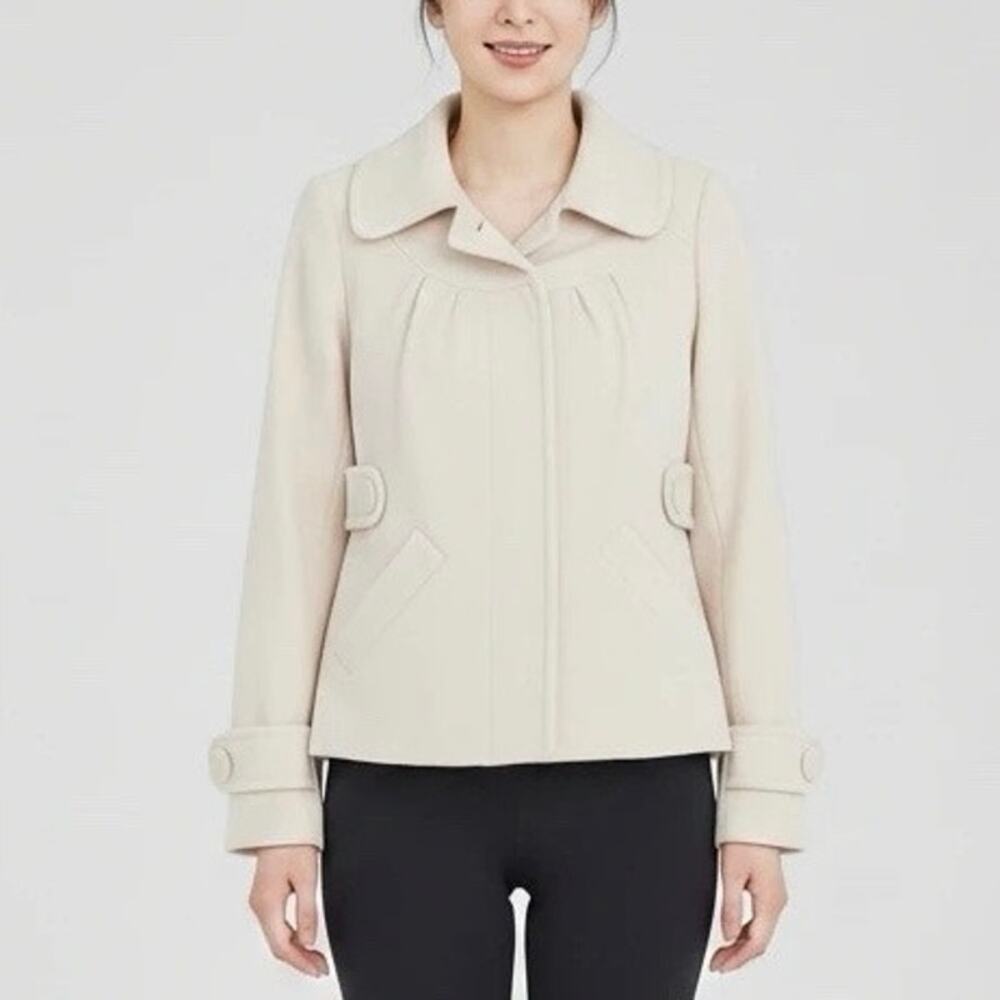 Tulle Women’s Size M White & Mustard/Camel Pattern Coat Winter Fashion